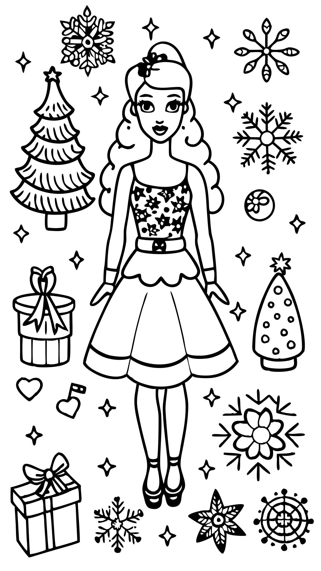 pages à colorier Barbie de Noël